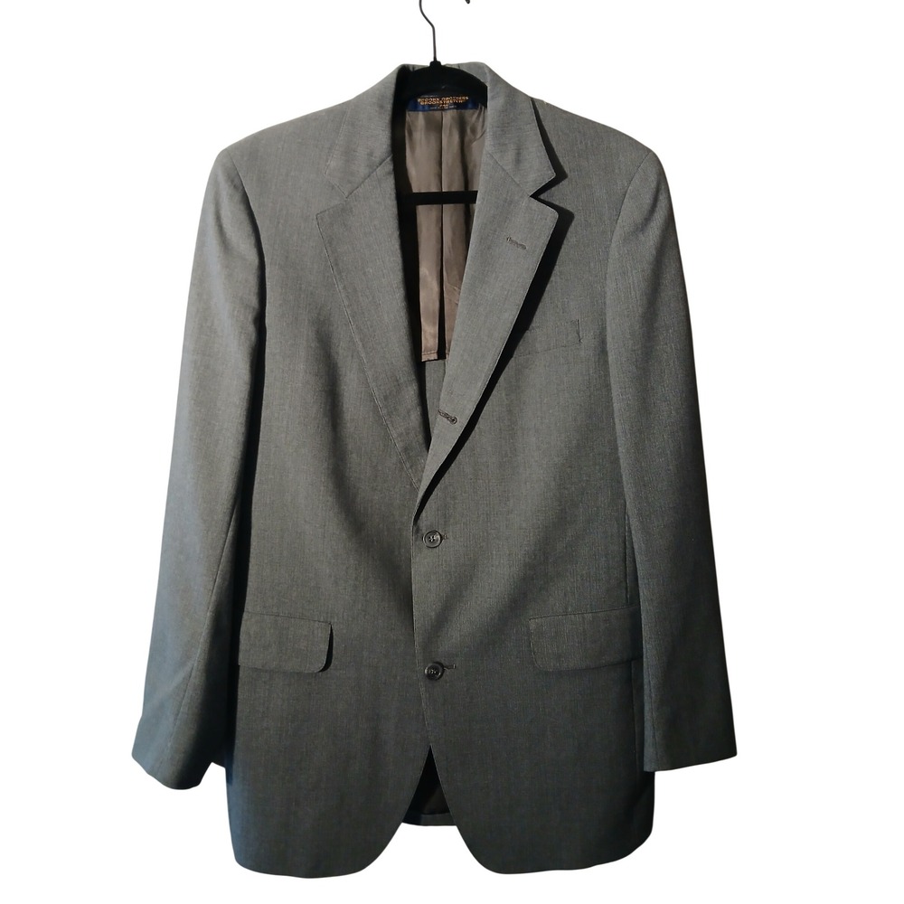 Brooks Brothers Mens Grey Stretch Wool Suit Blazer Jacket Sport‎ Coat Size 44R